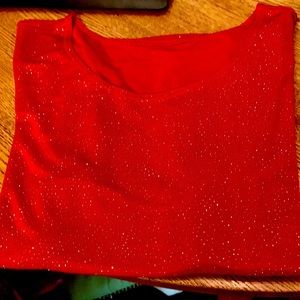Beautiful Red Sparkle short sleeve top